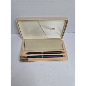 Cross Ladies Classic Pen Set Vintage 254105 Black W/Gold Trim Tested Working
